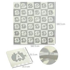 HOMCOM 36Pcs Foldable Baby Foam Play Mat for Kids EVA Soft Jigsaw Floor Tiles Toddler Educational with Alphabet and Numbers Anti-Slip Crawling Learning 31.5 x 31.5 - 3
