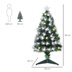HOMCOM 3ft White Light Artificial Christmas Tree w/ 90 LEDs Star Topper Tri-Base Full Bodied Seasonal Decoration Pre-Lit Home - 3