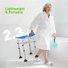 HOMCOM 39-51.5cm 'U' Seat Padded Shower Stool - Dark Blue - 7