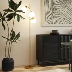 HOMCOM 3-Light Tree Floor Lamps for Living Room, Modern Standing Lamp for Bedroom with Globe Lampshade, 3000K/4000K/6000K Colour Temperatures, Steel Base, Gold Tone - 7