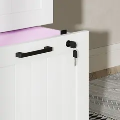 HOMCOM 4 Drawer Filing Cabinet with Lock, Office Storage Cabinet with Adjustable Hanging Bars for A4 Letter Size Files, White - 8