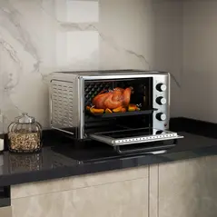 HOMCOM 30L 60-230℃ Mini Electric Oven, with Accessories - Silver Tone - 9