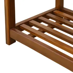 HOMCOM 3-Tier Shoe Rack, Acacia Wooden Shoe Storage Organiser with 2 Hangers, Holds up to 12 Pairs, for Entryway, Living Room, 74 x 26 x 62 cm, Teak - 9