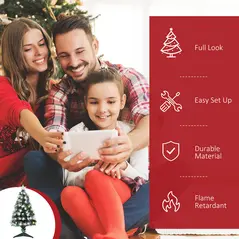 HOMCOM 3ft White Light Artificial Christmas Tree w/ 90 LEDs Star Topper Tri-Base Full Bodied Seasonal Decoration Pre-Lit Home - 4