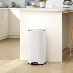 HOMCOM 30L Kitchen Bin, Compact Pedal Bin with Soft-Close and Stay-Open Lid, Removable Bucket for Kitchen, Home, Office, Cream - 2