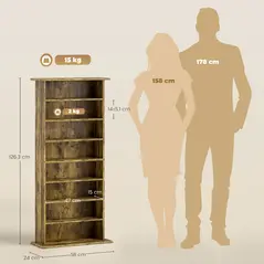 HOMCOM 360 CD Storage Unit - Rustic Brown - 3