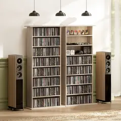 HOMCOM 360 CD Storage Unit - Natural Wood Finish - 9