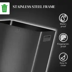 HOMCOM 30L Dual Compartment Stainless Steel Bin, with Deodoriser Holders - Black - 8