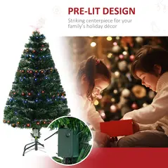 HOMCOM 4 Feet Prelit Artificial Christmas Tree with Multi-Coloured Fiber Optic LED Light, Holiday Home Xmas Decoration, Green - 5