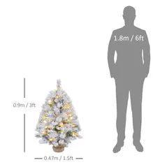 HOMCOM 3ft Snowy Tabletop Christmas Tree, with LED Lights - 3