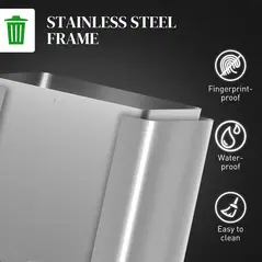 HOMCOM 30L Dual Compartment Stainless Steel Bin, with Deodoriser Holders - Silver Tone - 8