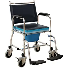 HOMCOM 3-In-1 Commode Wheelchair - Black - 1