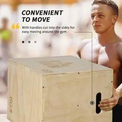 HOMCOM 3-in-1 Wooden Plyo Box, Plyometric Jump Box with Handle Openings for Home Gym, Workout Training, 45 x 40 x 60 cm, Natural - 5