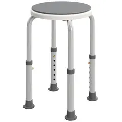 HOMCOM 360° Swivel Shower Chair, Height Adjustable Aluminium Shower Stool with Non-Slip Feet, Grey - 1