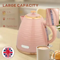 HOMCOM 3kW Rapid Boil Honeycomb Kettle - Pink - 5