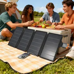 HOMCOM 36W Foldable Solar Panel, Portable Solar Charger Type-C to USB-A Charging Port, Power Supply for Outdoor - 2