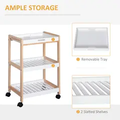 HOMCOM 3-Tier Mobile Kitchen Trolley Cart Storage Shelves Rack Rolling Wheels White 46 x 35 x 74.5 cm - 4