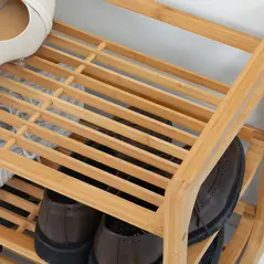 HOMCOM 3-Tier Shoe Rack, Bamboo Shoe Storage Organizer with Slatted Shelves, Free Standing Shoe Shelf Stand for 9 Pairs of Shoes for Entryway, Hallway, Natural - 8