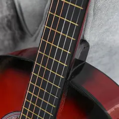 HOMCOM 36" 3/4 Beginner Acoustic Guitar Set, with Protective Case, Red - 8