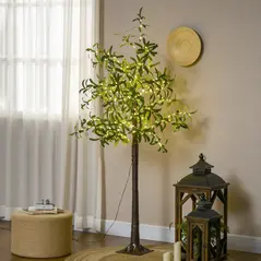 HOMCOM 300 LED Light Decorative Artificial Olive Tree - Green - 2