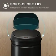 HOMCOM 30L Stainless Steel Sensor Bin - Black - 7