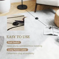 HOMCOM 3-Light Tree Floor Lamps for Living Room, Modern Standing Lamp for Bedroom with Globe Lampshade, Steel Base, Bulb not Included, Black - 5