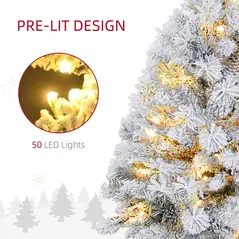 HOMCOM 3ft Snowy Tabletop Christmas Tree, with LED Lights - 5