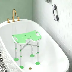 HOMCOM 39-51.5cm 'U' Seat Padded Shower Stool - Green - 8