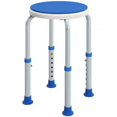 HOMCOM 360° Swivel Shower Chair, Height Adjustable Aluminium Shower Stool with Non-Slip Feet for Disabled, Elderly, Blue - 1