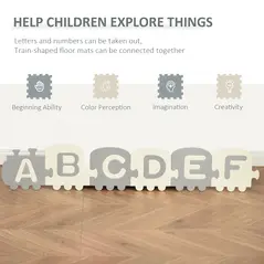 HOMCOM 36Pcs Foldable Baby Foam Play Mat for Kids EVA Soft Jigsaw Floor Tiles Toddler Educational with Alphabet and Numbers Anti-Slip Crawling Learning 31.5 x 31.5 - 7