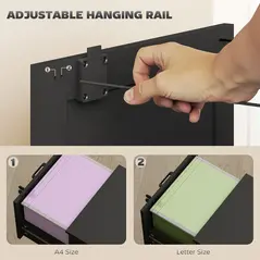 HOMCOM 3-Drawer Filing Cabinet with Lock - Black - 5