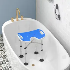 HOMCOM 39-51.5cm 'U' Seat Padded Shower Stool - Dark Blue - 8