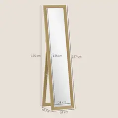 HOMCOM 37 x 157 cm Full Length Mirror - Natural - 3