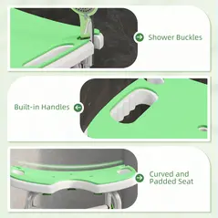HOMCOM 39-51.5cm 'U' Seat Padded Shower Stool - Green - 7