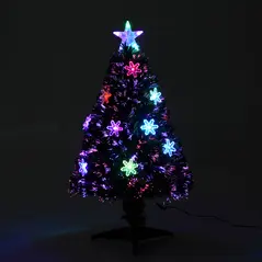 HOMCOM 3FT Green Fibre Optic Artificial Christmas Tree Xmas Colourful LED Scattered Tree with Snowflakes Ornaments Fireproofing - 7