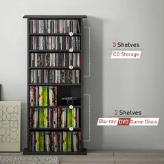 HOMCOM 360 CD Storage Unit - Black - 8