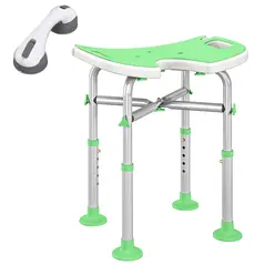 HOMCOM 39-51.5cm 'U' Seat Padded Shower Stool - Green - 1