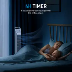 HOMCOM 31" Oscillating Tower Fan with Remote Control, 4H Timer, 3 Speed 3 Modes, Quiet Electric Floor Standing Fan for Home Bedroom Office, White - 6