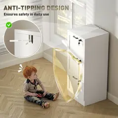 HOMCOM 3-Drawer Filing Cabinet with Lock - White - 7