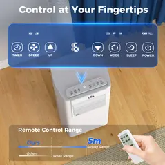 HOMCOM 5000 BTU Portable Air Conditioner, 4-in-1 Air Conditioning Unit, Dehumidifier, Cooling, Fan, Sleep Mode, with Remote Control, 2 Speeds, 24H Timer, Window Venting Kit, 12m² - 6