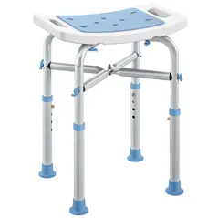 HOMCOM 44-51.5cm Aluminium Frame Shower/Bath Stool - Light Blue - 1