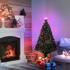 HOMCOM 4FT Pre-Lit Fibre Optic Artificial Christmas Tree Holiday Xmas Décor with Tree Topper Multi-Colour - 2