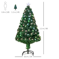 HOMCOM 4FT Pre-Lit Artificial Christmas Tree w/Fibre Optic Decorations LED Light Holiday Home Xmas Decoration-Green - 3