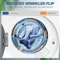 HOMCOM 4kg Vented Tumble Dryer, 800W Compact Freestanding Front Tumble Dryer with Stainless Steel Tub and Customisable Timer, Wall-Mounted Portable Small Clothes Drying Machine, White - 6