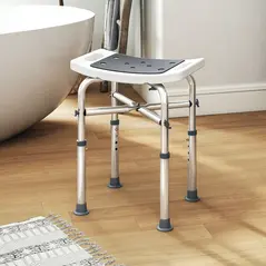 HOMCOM 44-51.5cm Aluminium Frame Shower/Bath Stool - Grey - 2
