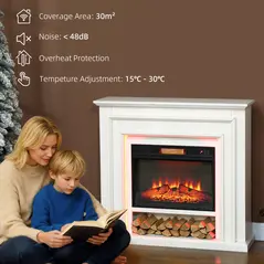HOMCOM 4777 BTU Multicolour LED Electric Fireplace - White - 7
