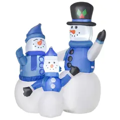 HOMCOM 4ft Inflatable Christmas Snowmen Family Xmas LED Outdoor Indoor Holiday Decorations Yard - 1