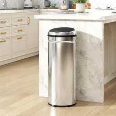 HOMCOM 50L Stainless Steel Sensor Bin - Silver Tone - 2