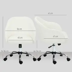 HOMCOM 46-56 cm Velvet-feel Office Chair - Cream - 3