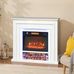 HOMCOM 4777 BTU Multicolour LED Electric Fireplace - White - 9